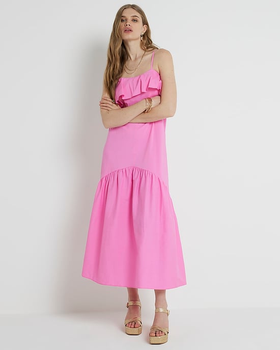 River Island Womens Frill Midi Dress Ri Studio Pink