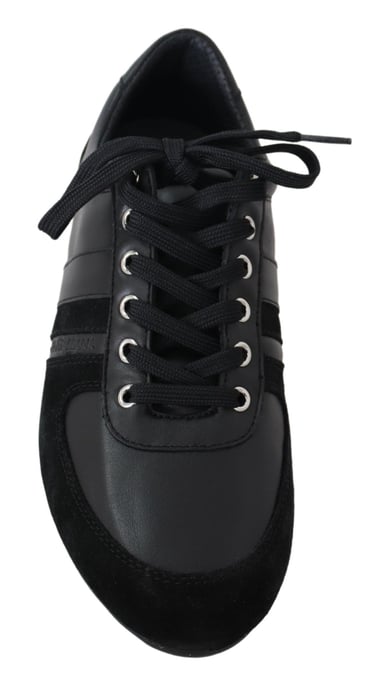 Dolce & Gabbana Herren Schwarze Logo Leder Freizeit Sneaker Schuhe - Image 4