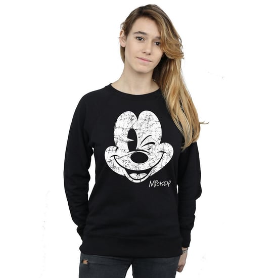 Disney Womens/Ladies Mickey Mouse Face Sweatshirt (Black)
