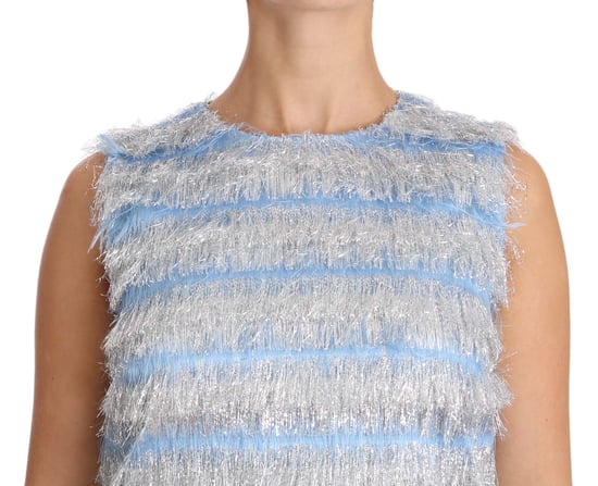 Dolce & Gabbana Women's Light Blue Silver Shift Gown Dress (robe droite) - Image 3