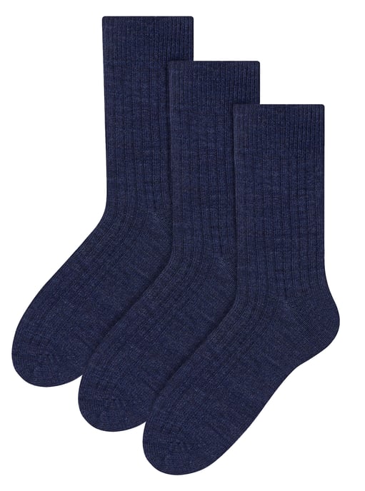 3 Paar Multipack Herren Alpaka Wolle Socken | Steven | Winter Thick Warm Boot Socken - Navy - Image 1