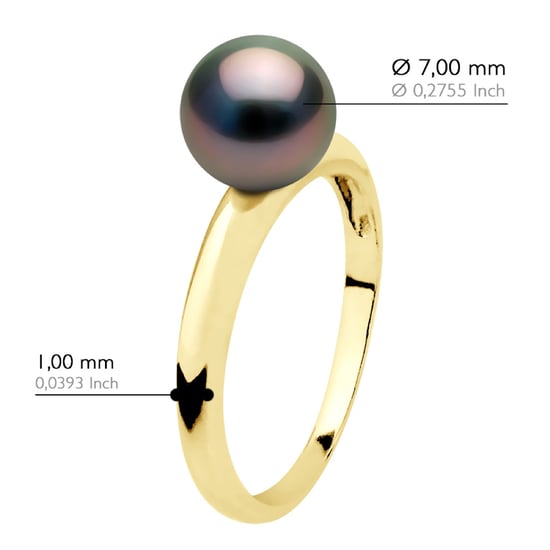 Armreif-Ring, echte Tahiti-Zuchtperle, rund, 7,5–8 mm – Gelbgold - Image 2