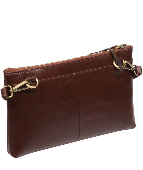 'Minnow' Conker Brown Leather Cross Body Clutch Bag