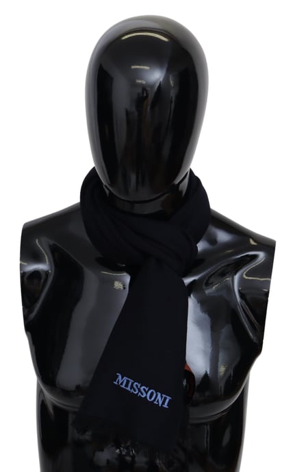 Missoni Hommes Noir 100% Laine Echarpe Châle Unisexe Enveloppe Cou - Image 1