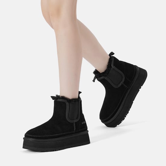 EVER AU Damen Leder Plateau Kurzstiefel Chelsea - Shoveler - Image 2
