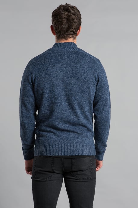 Navy Recycled Cotton Blend Zip-Through Cardigan