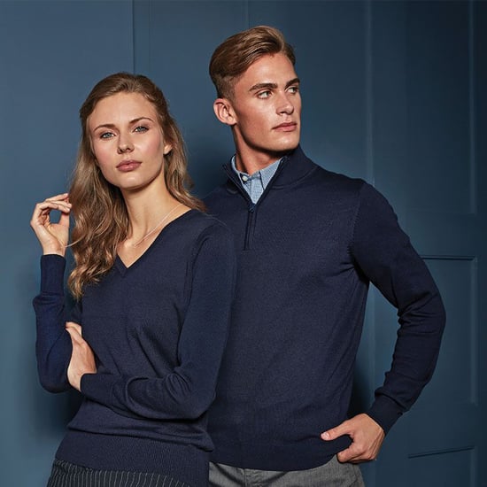 Premier Damen Strickpullover mit V-Ausschnitt (Marineblau) - Image 4