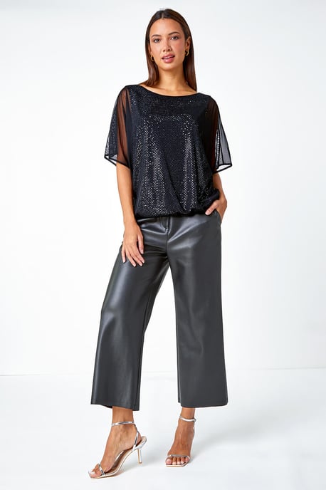 Sparkle Mesh Stretch Overlay Top
