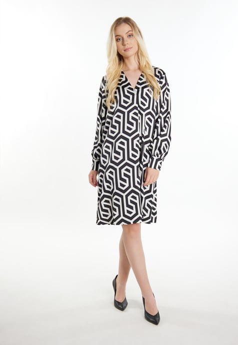 Dreimaster Midikleid Damen schwarz-wollweiß - Image 2