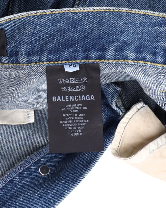 Balenciaga Slim Fit Zerrissene Jeans aus blauer Baumwolle - Image 4