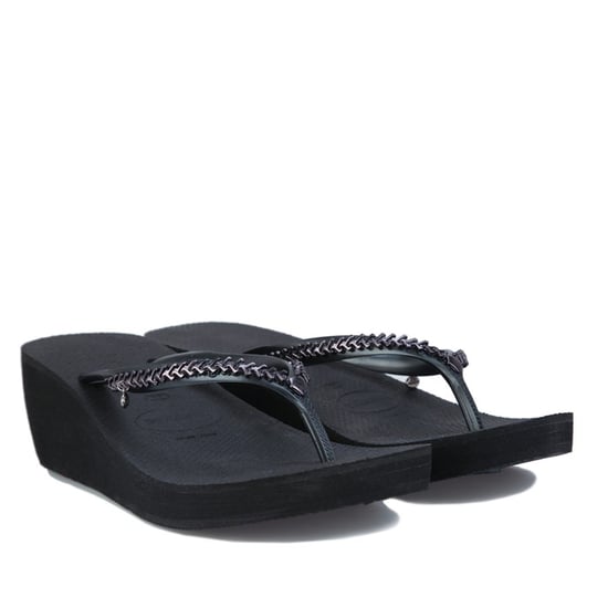 Women's Havaianas High Metal Grega Flip Flops in Black