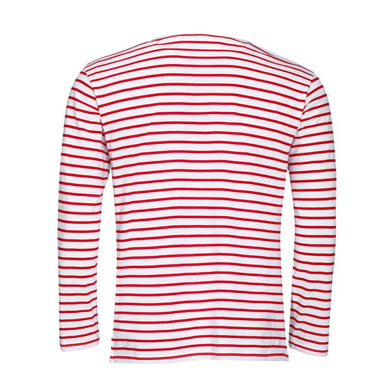 SOLS Mens Marine Long Sleeve Stripe T-Shirt (Weiß/Rot) - Image 2