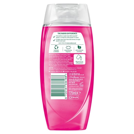 Radox Feel Radiant Shower Gel with Strawberry and Raspberry Fragrance 225ml, 3pk