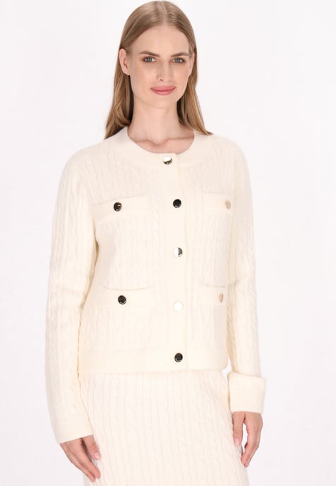 Dreimaster Cardigan Damen Wollweiss - Image 3