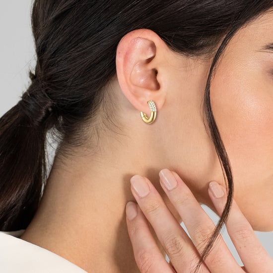 Hoop earring sterling silver yellow gold zirconia  white Glanzstücke München