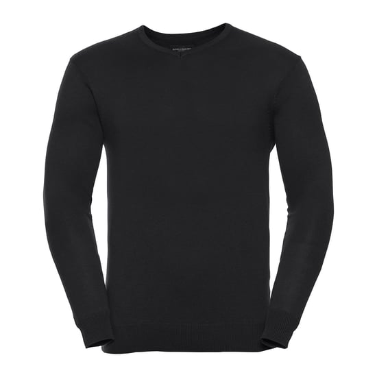Russell Collection Mens Knitted V Neck Sweatshirt (Black)