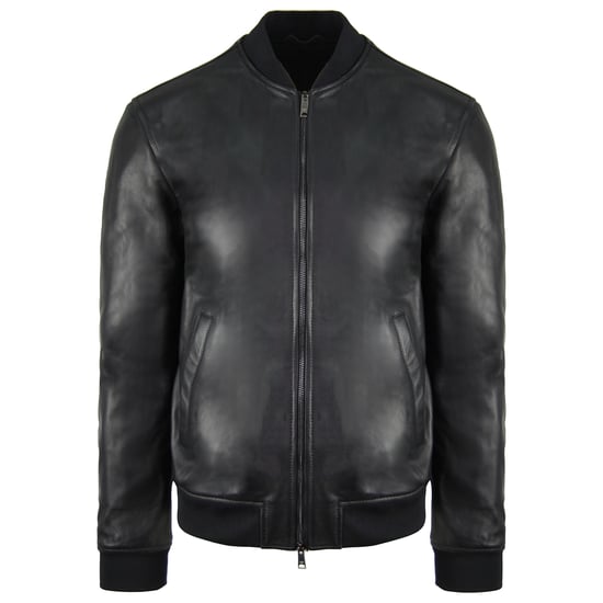 Emporio Armani Leather Mens Black Bomber Jacket