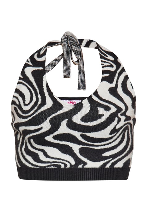 Mymo Crop-Top Damen wollweiß schwarz - Image 1