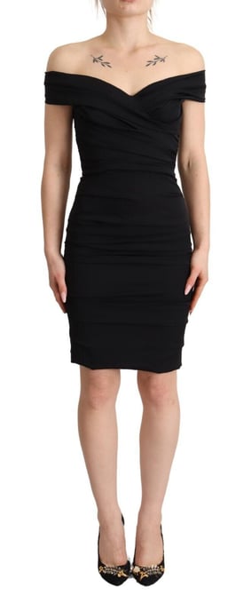 Dolce & Gabbana Bodycon Schwarzes Seiden-Ontop-Kleid für Damen - Image 1