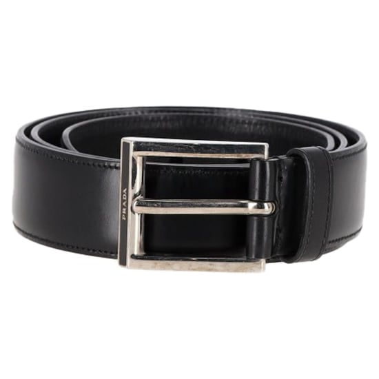 Prada Logo-Gürtel mit Schnalle aus schwarzem Leder - Image 1