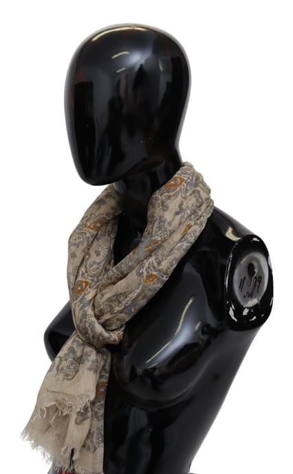Echarpe unisexe Missoni en cachemire baroque beige pour hommes - Image 4
