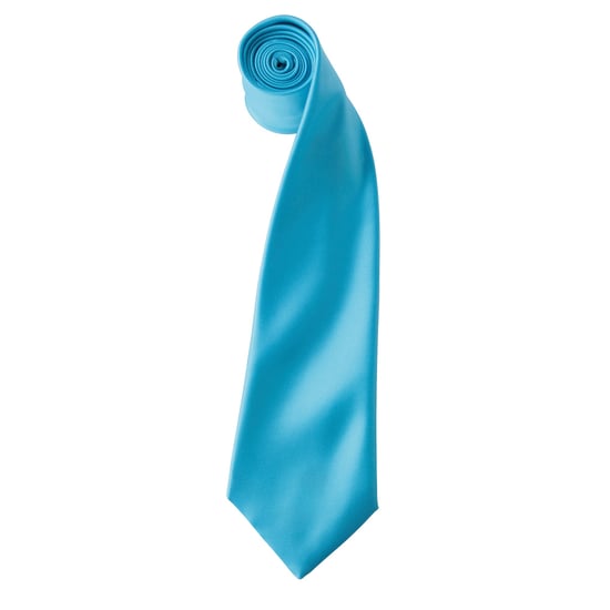Premier Mens Plain Satin Krawatte (Schmales Blatt) (Türkis) - Image 1