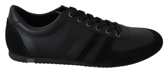 Dolce & Gabbana - Chaussures de sport en cuir noir avec logo pour hommes - Image 1