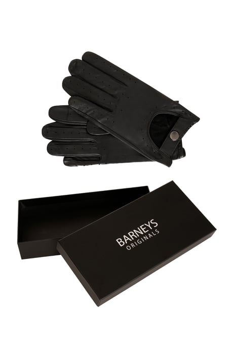Barneys Originals Gift Boxed Black Leather Driving Gloves