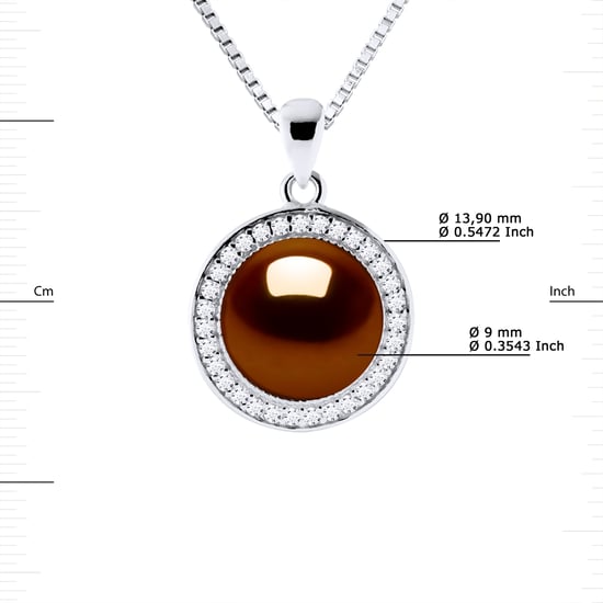 SUN Necklace Freshwater Pearl 9-10 mm Chocolate 925