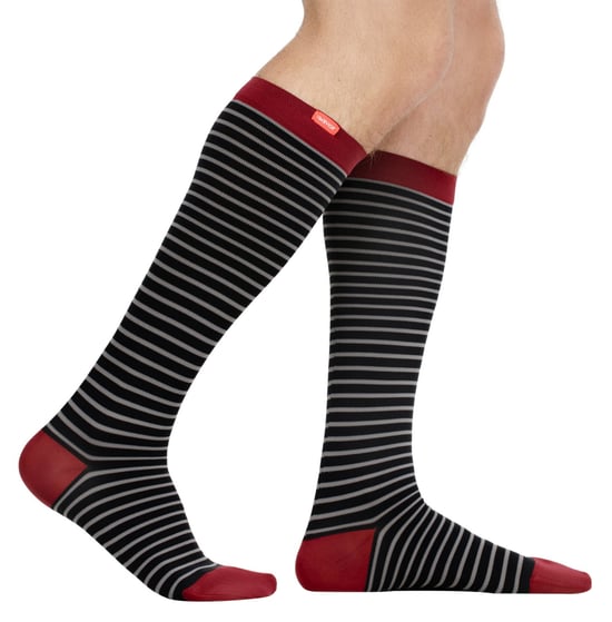VIM&VIGR - Breite Wadenstrümpfe mit abgestufter Kompression 30-40 mmhg mit Nylon für Männer & Frauen - Schwarz & Grau - Image 2