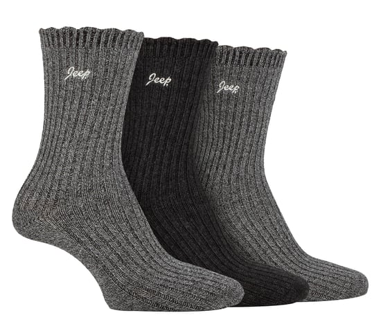 Frauen Bamboo Boot Socken | Jeep | Cute Ribbed Scalloped Ankle Socken für Damen, Anti Blister Knit gepolsterte Socken - Schwarz / Charcoal - Image 1