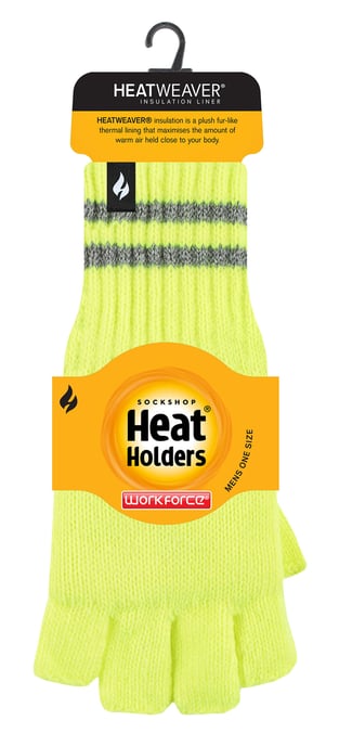Herren gestrickt fingerlose reflektierende Handschuhe für Winter | Wärmehalter | Thermal Hi Viz Arbeitshandschuhe - gelb - Image 2