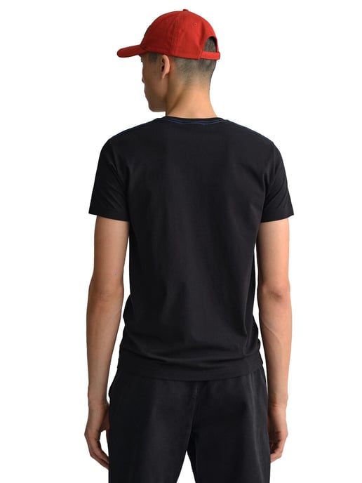 Gant | Mens Rundhals T-Shirt Kontrast Logo - schwarz - Image 2