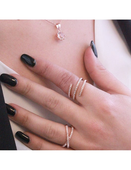 Spiralförmiger Ring - Roségold und Kristall - Image 4