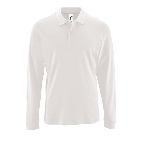 SOLS Mens Perfect Langarm-Pique-Poloshirt (Weiß) - Image 1