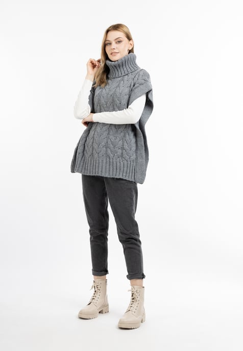 Dreimaster Strickweste Damen DUNKELGRAU MELANGE - Image 2