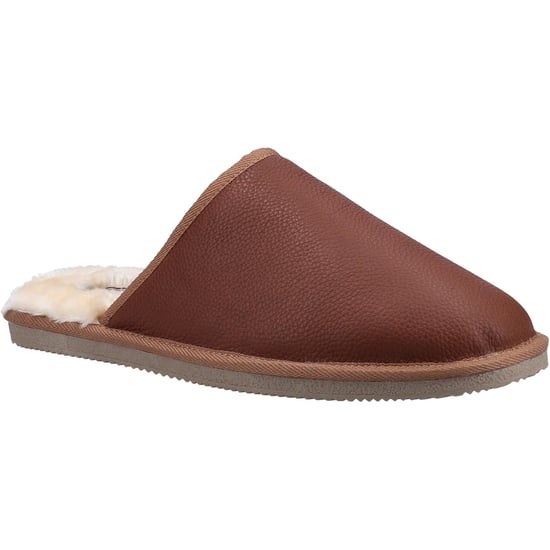 Hush Puppies Herren Coady Leder Hausschuhe (Tan) - Image 1