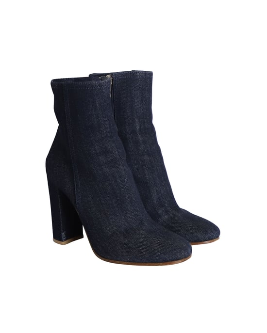 Gianvito Rossi Blockabsatz Stiefeletten aus blauer Jeans - Image 3