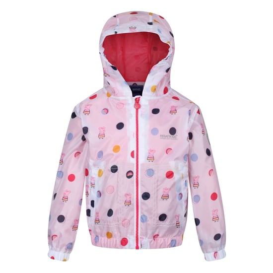 Regatta Childrens/Kids Peppa Pig Polka Dot Hooded Waterproof Jacket (Hellrosa) - Image 1
