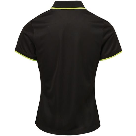Premier Womens/Ladies Contrast Coolchecker Polo Shirt (Schwarz/Limette) - Image 2