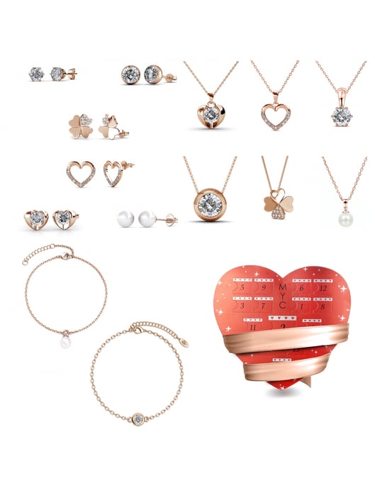 Valentine's Day Herz Box - 14 Juwelen - Rose Gold und Kristall - Image 1