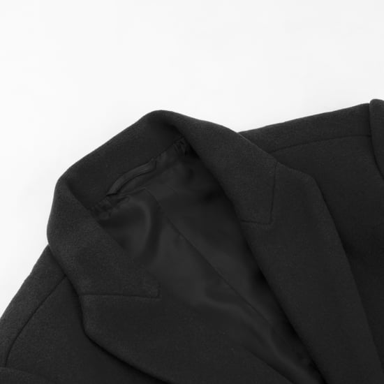 Men's Long Slim Fit Winter Warm Business Wool Coat Black
