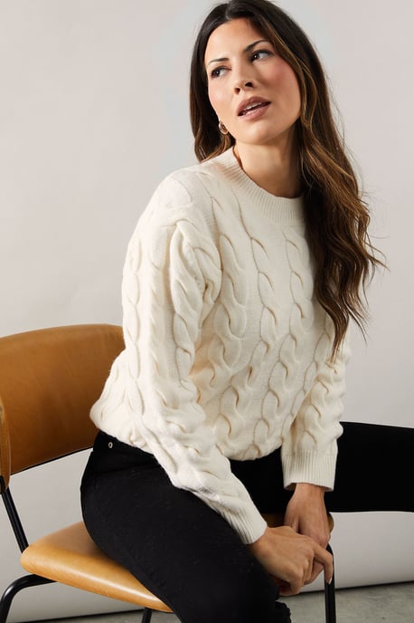 Chunky Cable Knit Crew Neck Jumper - Image 1