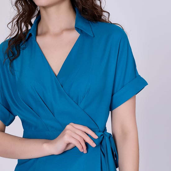 Wrap minimalist dress and italian collar