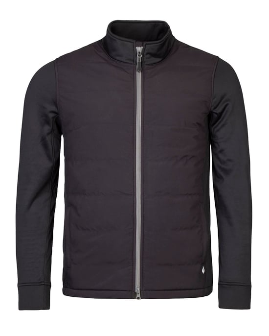 Schwarze Fleece gefütterte Herrenjacke mit durchgehendem Reißverschluss | Wärmehalter | isolierter wasserdichter Mantel mit Taschen - Schwarz - Image 1