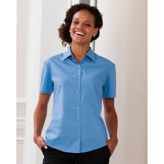 Russell Collection - Bluse mit kurzen Ärmeln - Damen (Hellblau) - Image 3