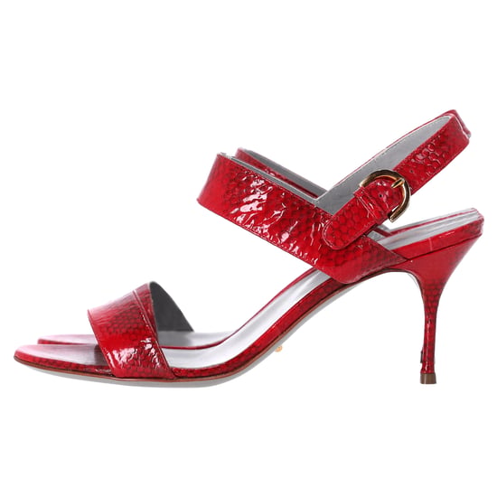 Sergio Rossi Riemchensandalen aus rotem Lackleder mit Print - Image 2