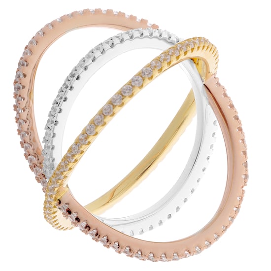 Orphelia Damen-Ring aus 925er Sterlingsilber, Gold/Silber/Roségold, ZR-7280 - Image 1