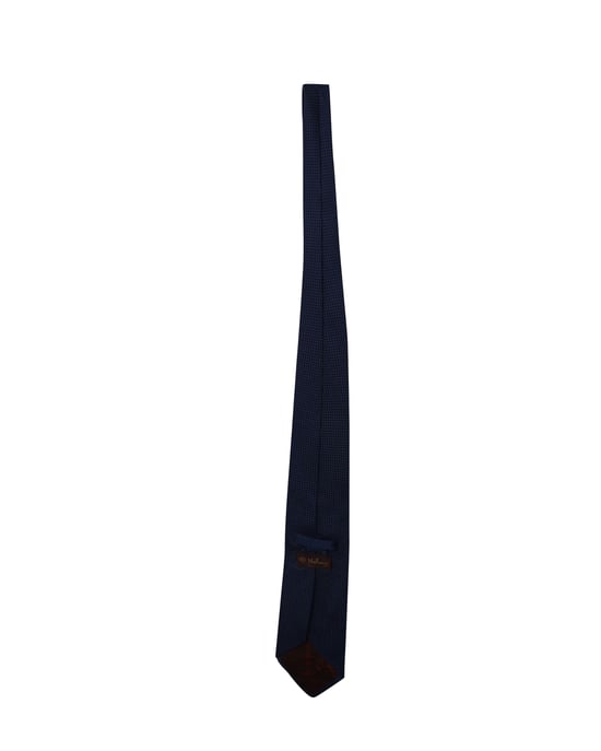 Maulbeerbaum-Fensterpaneel-Druck Krawatte aus marineblauem Seide - Image 4