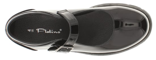 Platino Womens Shoes Work School Jenny Buckle black patent